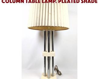 Lot 1605 Modernist Chrome Tubes column Table lamp. Pleated shade