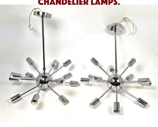 Lot 1612 2 Chrome Sputnik Chandelier Lamps. 