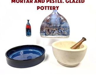 Lot 1620 Modernist Shelf lot. Mortar and pestle. Glazed pottery 