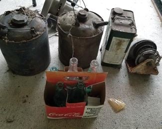 Gas Cans, Come-Along, Vintage Bottles