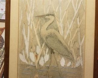 Vintage Heron Print