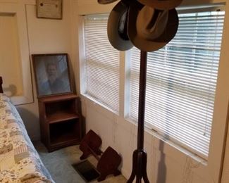 Coat and Hat Rack with Hats