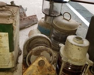 Nautical Lights, Winch, Old Oil Lamp