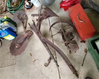 Antique Plow, Harrows, Tool Box