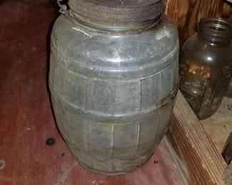 Large Barrel Shaped Glass Jar with Lid