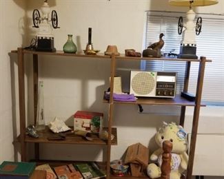 Shelf Unit, Pair of Lamps, Misc Items