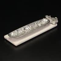 Arthur Court Marble Elephant Cutting Board and Don Drumm Aluminum Serving Tray