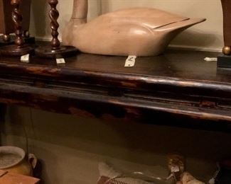 Another photo of the Chinese sofa table/server with signed  Tom Taber swan