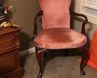 pink gooseneck armchair
