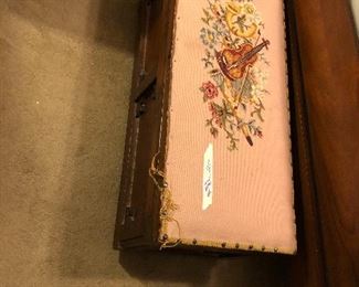 antique chest with needlepoint top- just needs new gimp!!