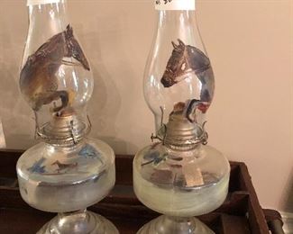 hand painted horse gas lanterns