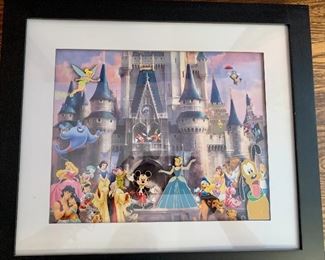 Disney Lithograph w/ 3D pins behind glass 14.5 x 12.5 $18