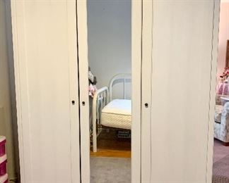 White 3 door Armoire w/ center door Mirror  50 wide X 20.5 deep X 75 high $75
Like new