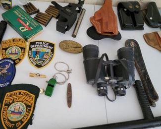 police patches and billy clubs