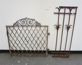 1013	GROUP OF IRON DECORATED ARCHITECTURE INCLUDING FENCE & GATE, LARGEST IS 36 IN X 36 1/4 IN WIDE
