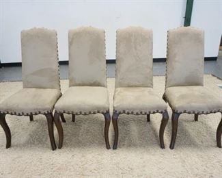 1019	GROUP OF 4 UPHOLSTERD MICROFIBER CHAIRS W/BRONZE FINISH TACK ACCENTS
