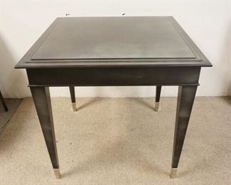 1059	SQUARE LAMP TABLE, HAS NICKLE PLATED FEET, SOME DISCOLORATION ON THE TOP, 30 IN SQUARE X 29 IN HIGH
