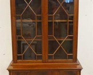 1065	ANTIQUE 2 PIECE CHINA  CABINET, BROKEN ARCH TOP, REEDED QUARTER COLUMNS, BALL & CLAW FEET, DOVETAILED, 3 DRAWER BASE, 43 1/2 IN WIDE X 86 IN HIGH
