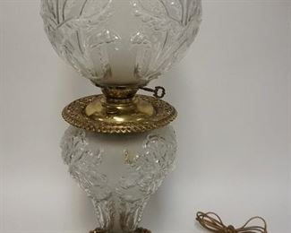 1067	REGAL IRIS GONE WITH THE WIND LAMP, FROSTED CLEAR GLASS, ELECTRIFIED, 25 1/2 IN HIGH
