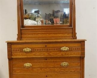 1081	VICTORIAN OAK DRESSER W/MIRROR, 3 DRAWERS, TOP DRAWER HAS COMPARTMENTS, 40 1/2 IN WIDE X 75 IN HIGH, 18 IN DEEP

