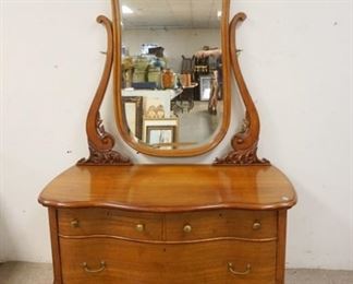 1088	PRINCESS DRESSER W/MIRROR, HARP RETAINER CLIPS ARE MISSING, MIRROR IS BEVELED, 45 IN WIDE X 72 IN HIGH X 22 IN DEEP
