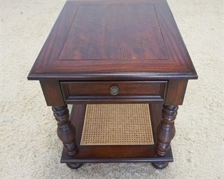 1142	LANE 1 DRAWER END TABLE WITH CANED SHELF BENEATH. 28 IN X 23 IN X 26 1/2 IN HIGH
