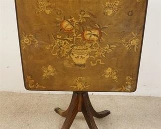 1148	TILT TOP TABLE WITH FLORAL AND URN INLAID TOP. 27 IN SQUARE X 27 1/2 IN HIGH
