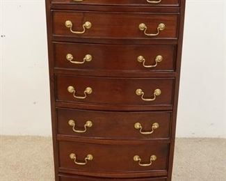 1178	MAHOGANY 7 DRAWER LINGERE CHEST WITH PULLOUT SURFACE ON TOP. 16 IN X 22 IN X 46 IN HIGH. TOP PULLOUT SURFACE HAS SPLIT
