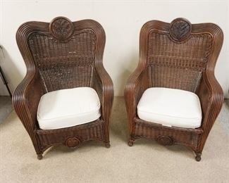 1181	PAIR OF BRAXTON COLLIER WICKER ARM CHAIRS, WICKER REPAIR ON BACK
