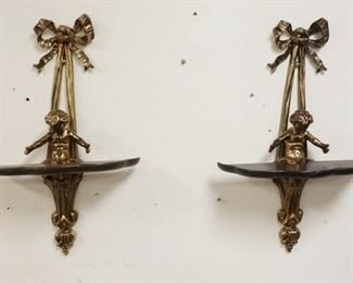 1201	PAIR CUPID WALL SCONCES WITH SHELVES, 22 IN
