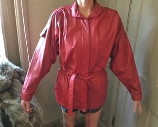 Vintage Red Leather Women's Jacket