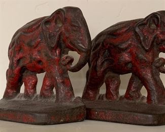 Vintage Cast Iron Elephant Bookends