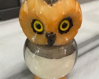 SOLD $10 - Genuine Alabaster Owl Statue - Measures 4" tall