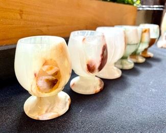 SOLD $14 - Set of 6 - Mini natural stone Chalices - Measure 3" tall