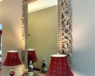 Close up of carved baroque style mirror