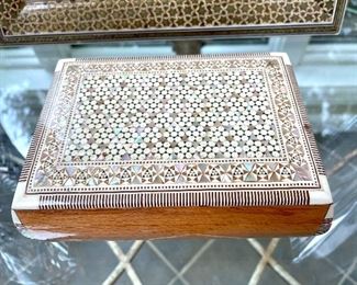 $18 - Mother of Pearl Lined Box - Measures 6.25" x 4.25" x 2.25"
