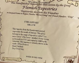 Certificate of Authenticity for Flemish Tapestry