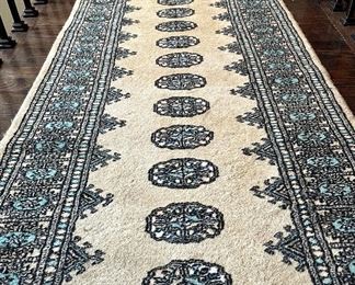 $350 - Hand Knotted Wool Rug Runner with Minor Wear on Fringes - Measures 2.6' x 10'