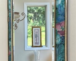 $50 - Hand Painted Beveled Mirror - Measures 21" x 36"