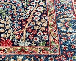 Close up of long hand knotted wool runner