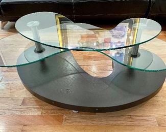 $300 - Contemporary Black and Glass Top Coffee Table - Measures 38" x 57" x 16"