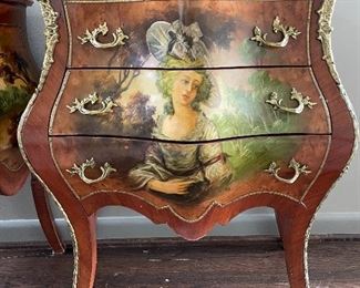2 of 2 - Pair of Three-Drawer French Louis XV Style Side Tables
