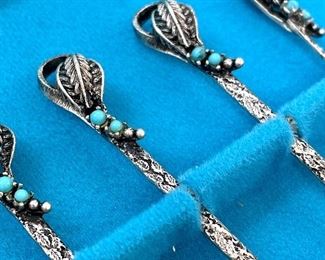 Close up of detail on Prata De Lei 13 PC. Sterling Silver Spoon Set