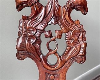 Close up of 19th Century Italian Carved Walnut Chairs