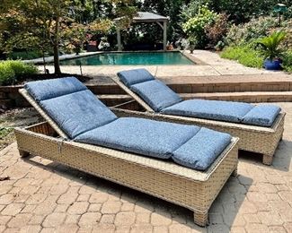 $800 PAIR - Patio Chaise Lounge with Cushions - Measures 30” x 81” x 37”