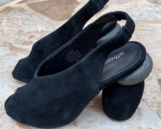 $20 - Jeffrey Campbell Women’s Black Suede Heels with Slingback Heel - Euro Size 38