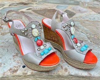 $20 - Vince Camuto Nude Wedges with Colorful Stones - Approx. Women’s size 6