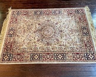 SOLD $250 - Knotted Silk Blend Persian Rug - Measures 5’ x 3’