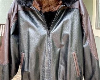 $2500 - Men’s Leather Bike Jacket with Fur Lining