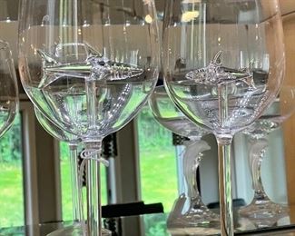 SOLD - $10 PAIR - Shark Wine Glasses